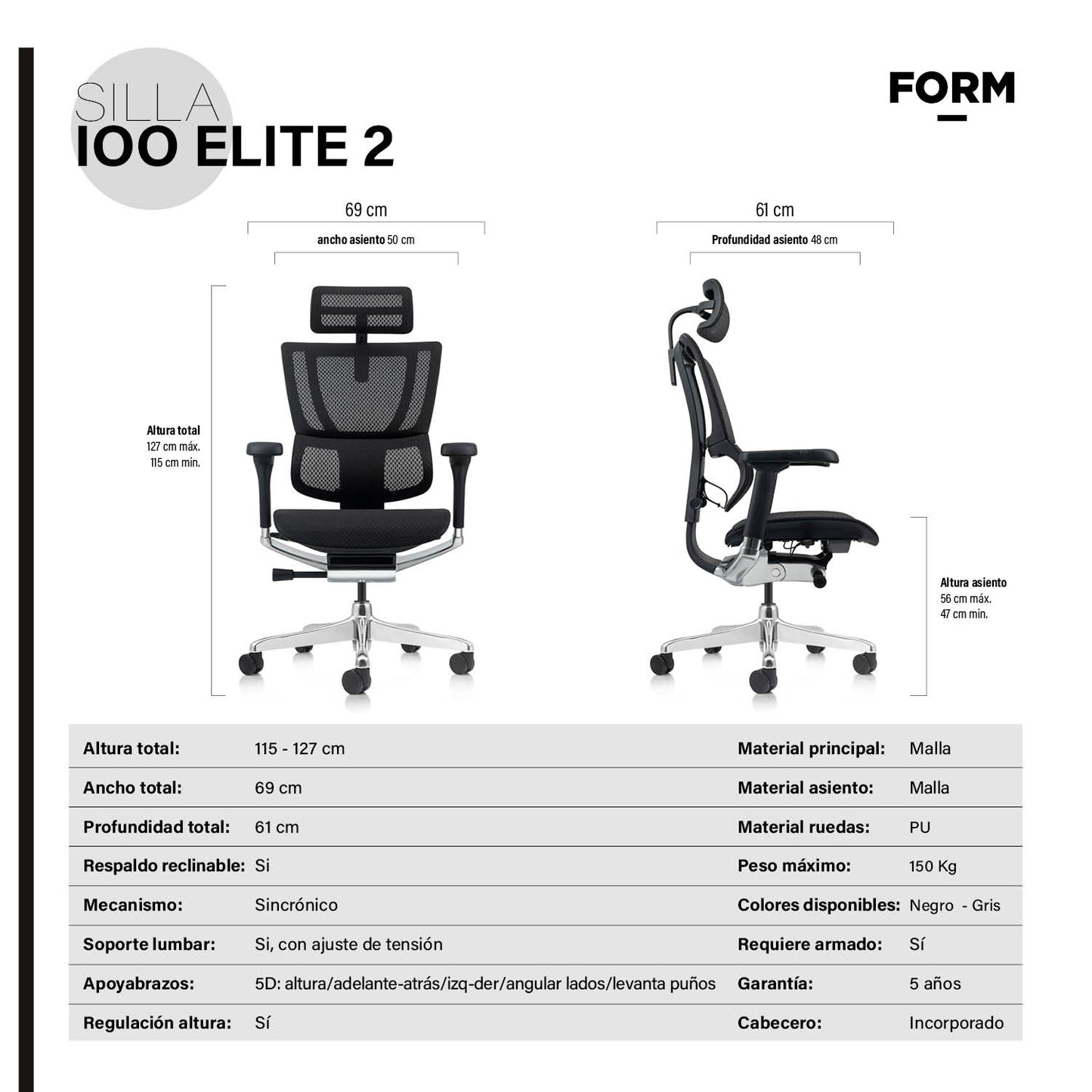 Silla IOO Elite 2 Negro - Vontak - Sillas Ejecutivas