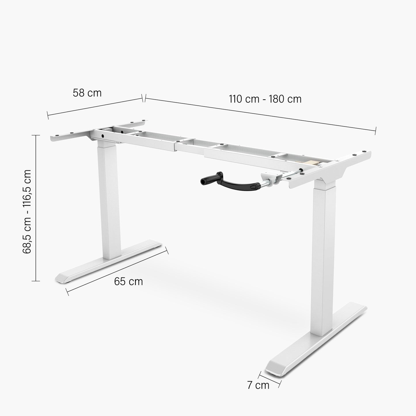 Base Acero Cosmo 120-200 Manual Blanco - Vontak - Escritorios Manuales