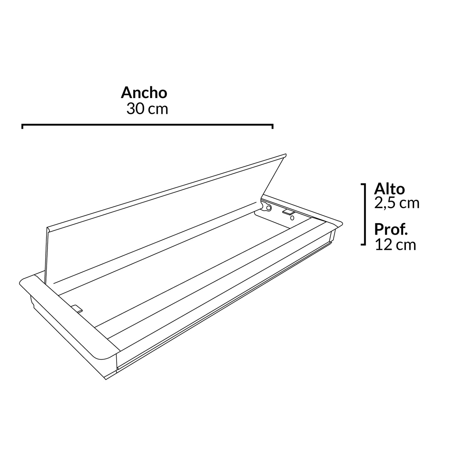 Pasacables Rectangular Gris claro