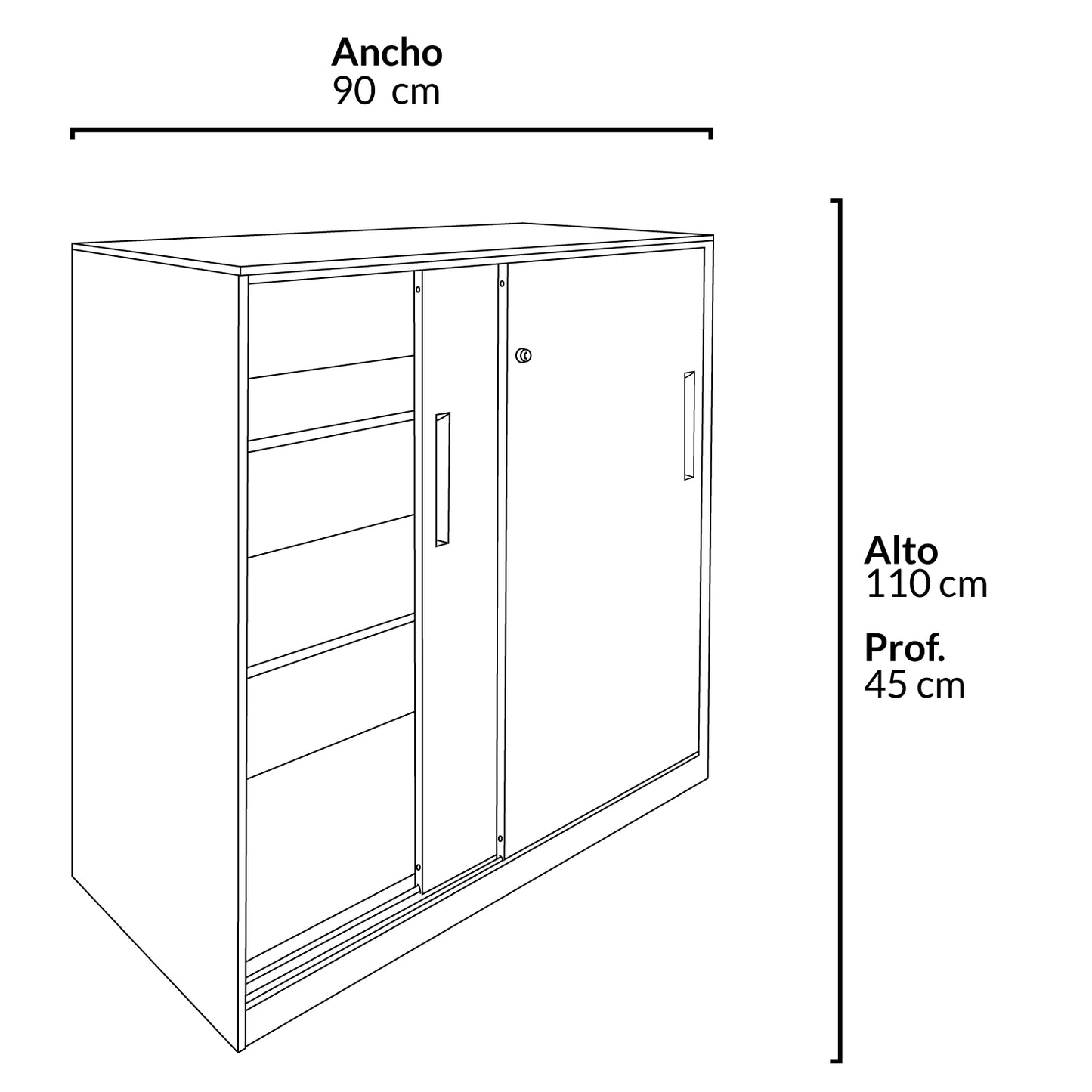 Gabinete Oficina Alto Metálico Con puertas Gris Claro - Vontak - Muebles Complementos