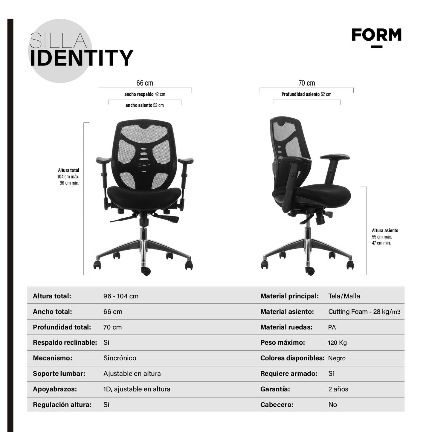 Silla Oficina Identity Base Aluminio