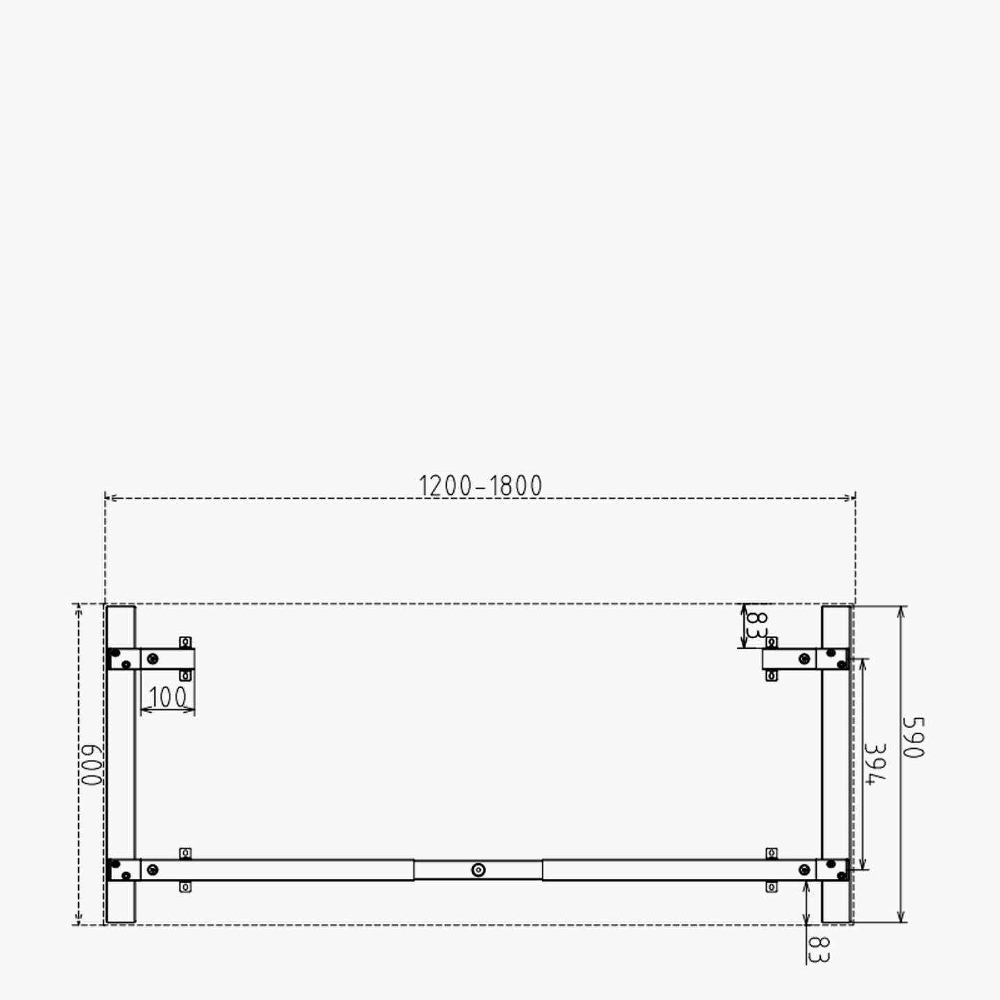 Base de Escritorio Neo Extensible 120 - 180 x 60 Negro - Vontak - Escritorios