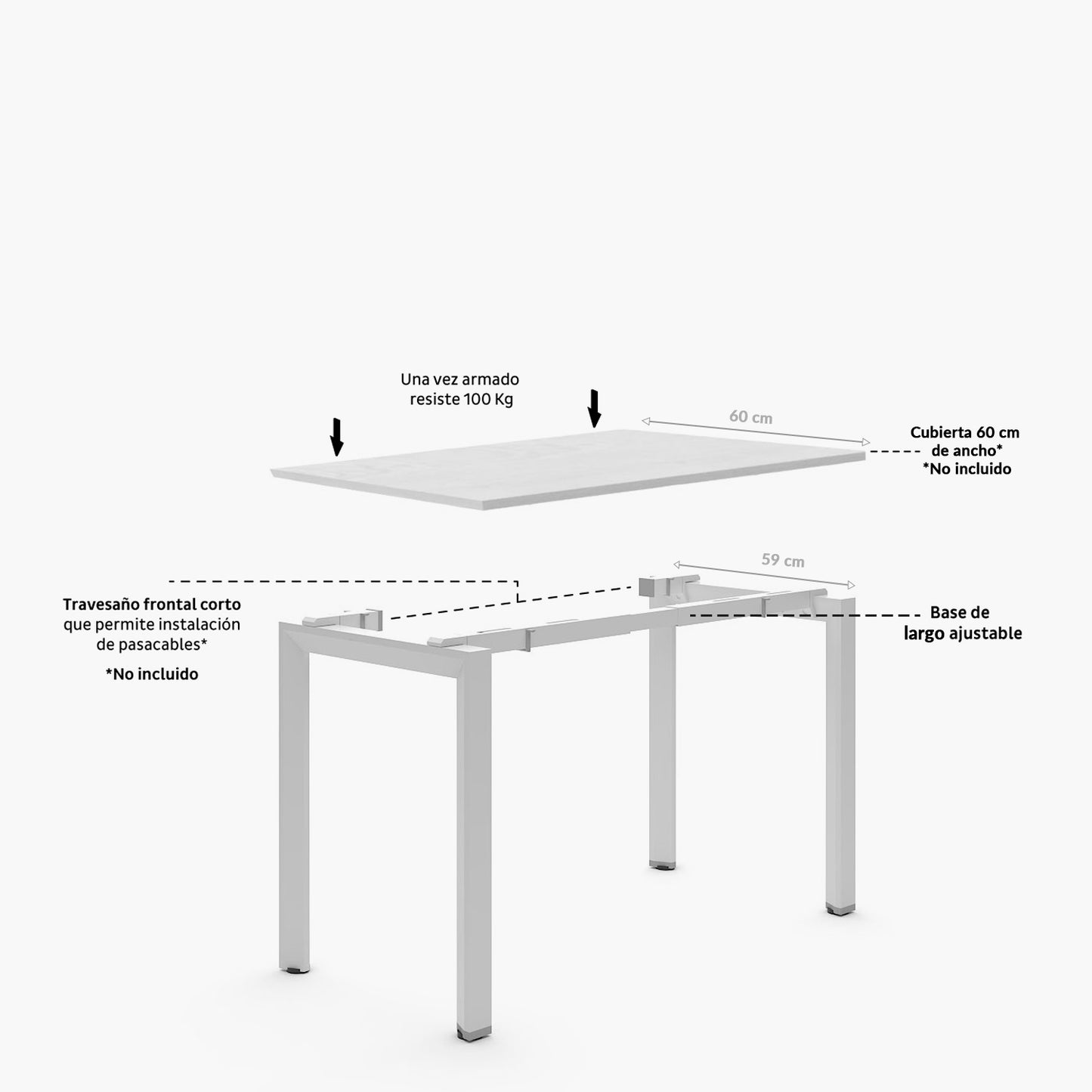 Base de Escritorio Neo Extensible 120 - 180 x 60 Blanco