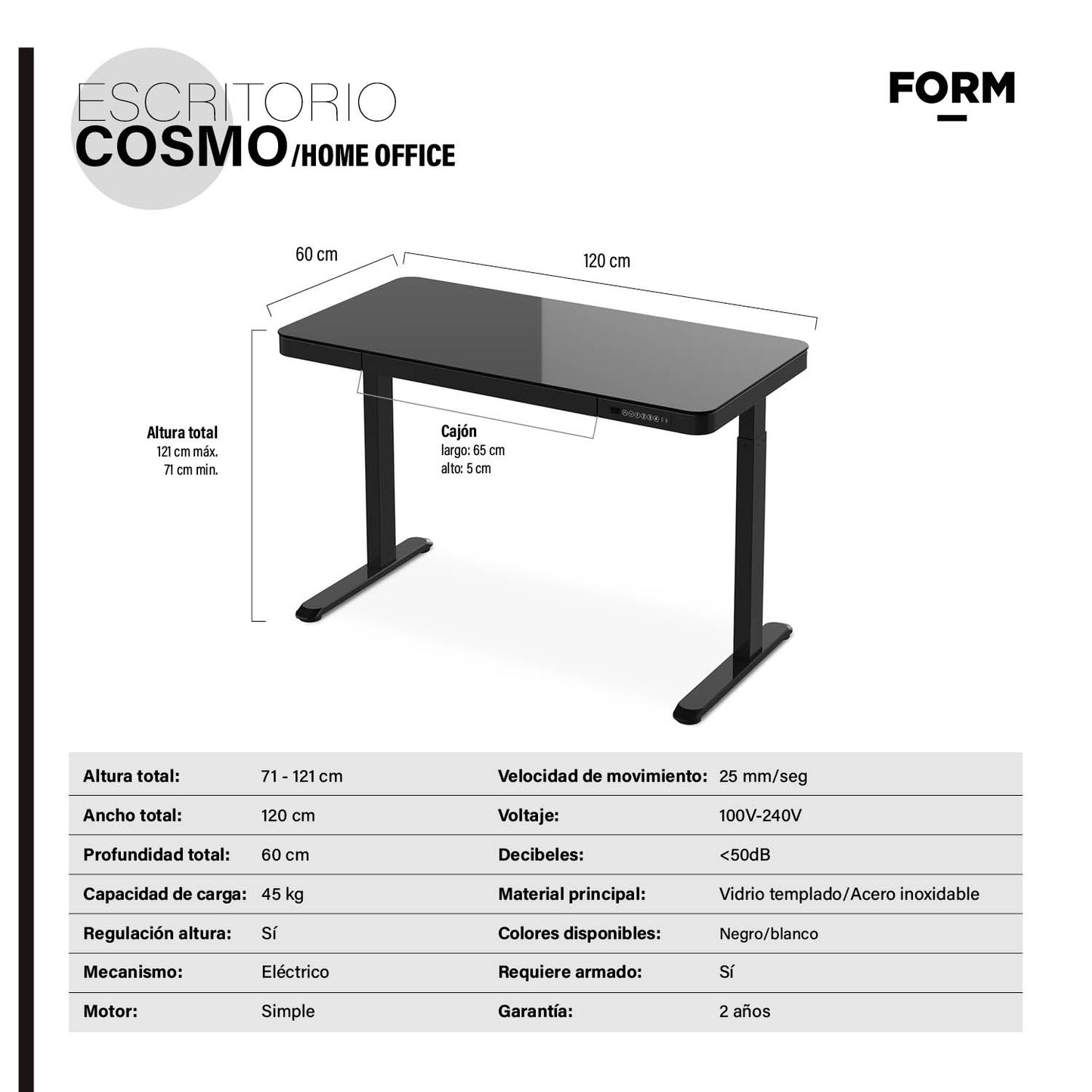 Escritorio Home Office Cosmo Eléctrico Negro - Vontak - Escritorios Oficina en Casa