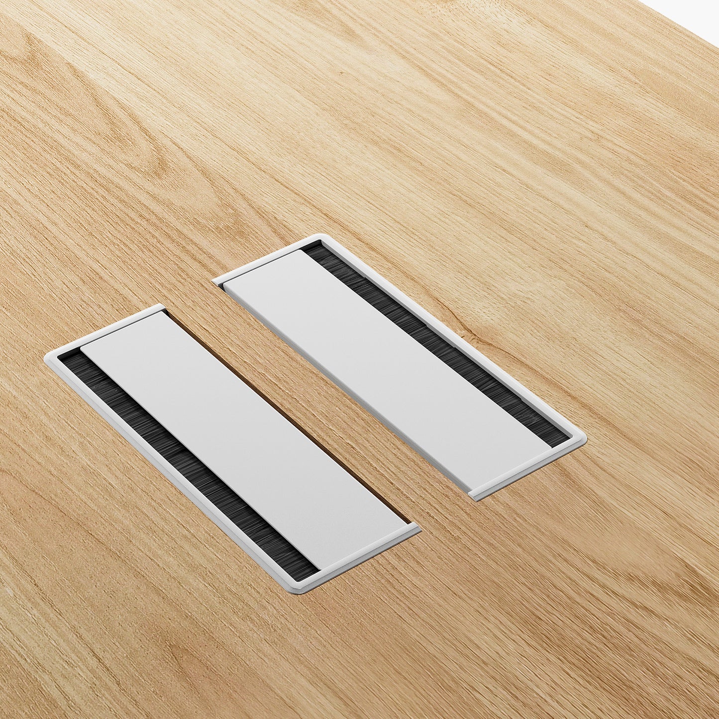 Escritorio Space con pasacables 140 Bench Natura/Blanco 4 pers
