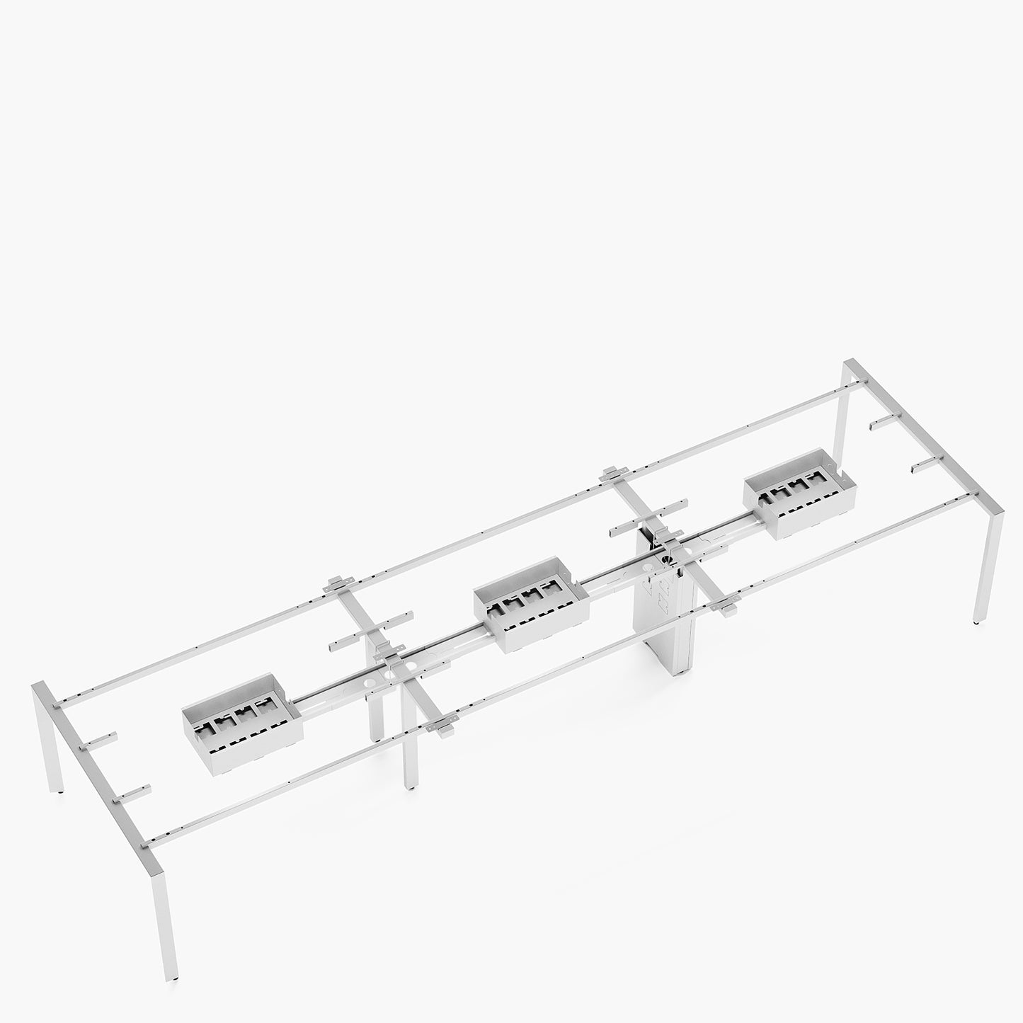 Escritorio Space con pasacables 140 Bench Blanco/Blanco 6 pers