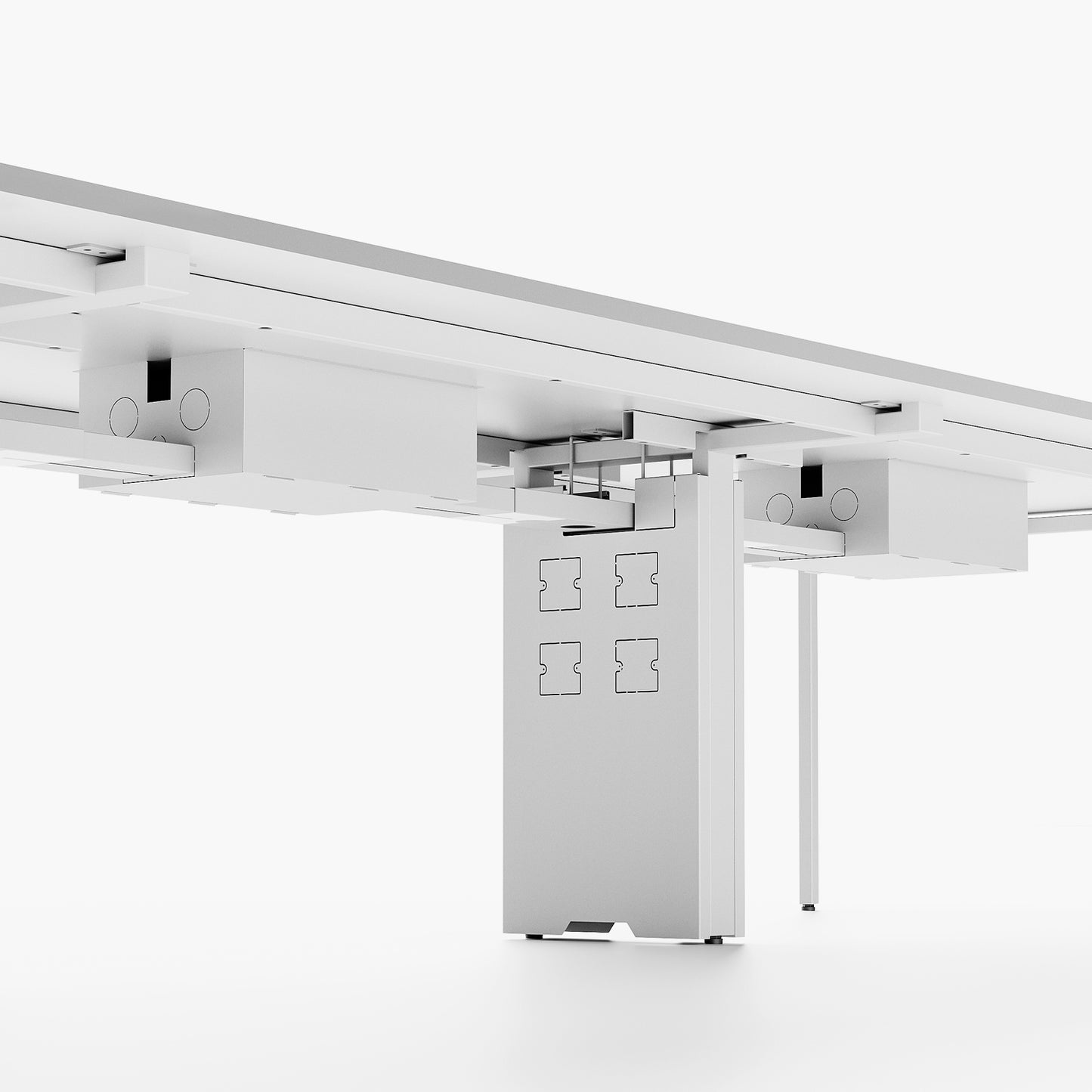 Escritorio Space con pasacables 140 Bench Blanco/Blanco 6 pers