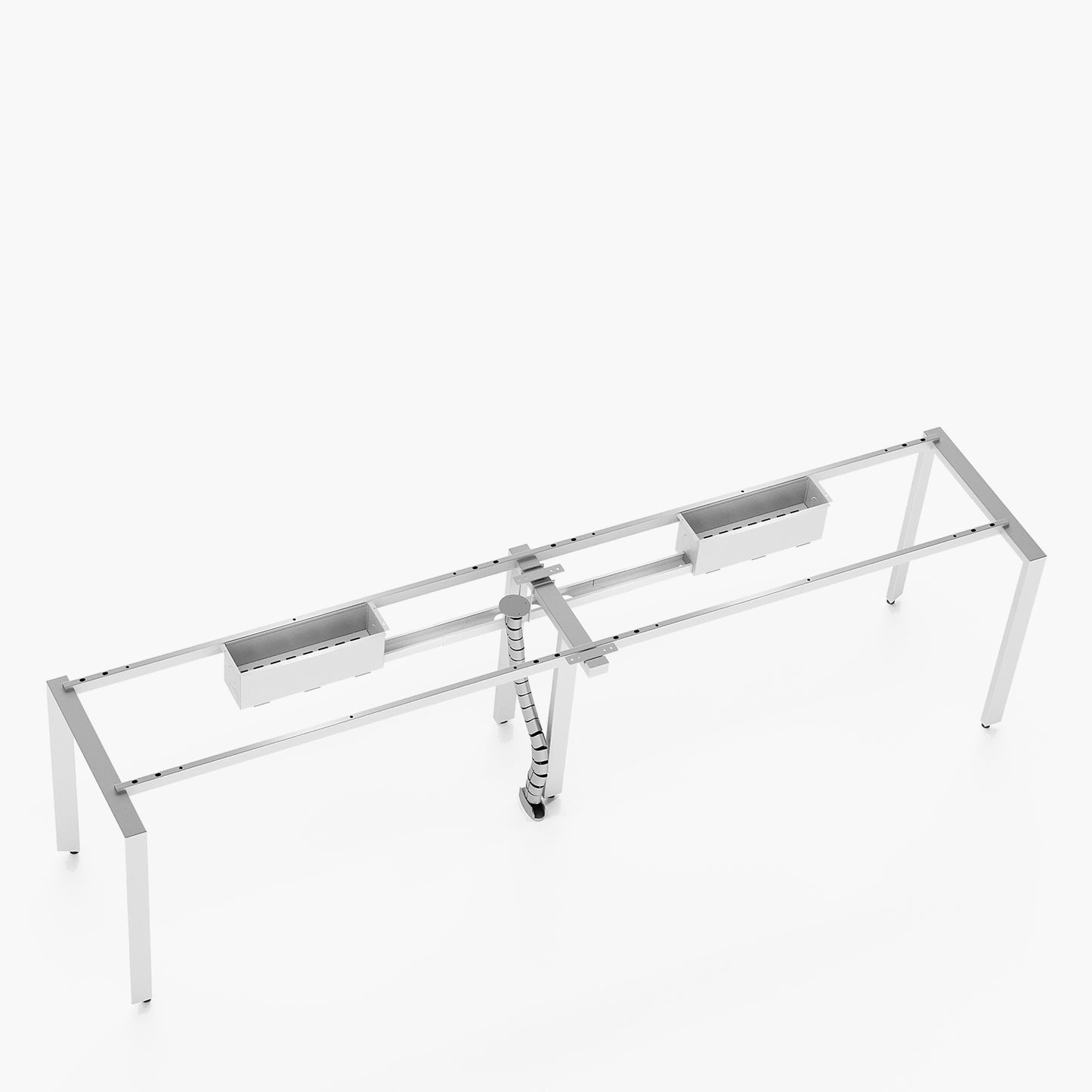Escritorio Space con pasacables 140 Bench Lineal Blanco/Blanco 2 pers