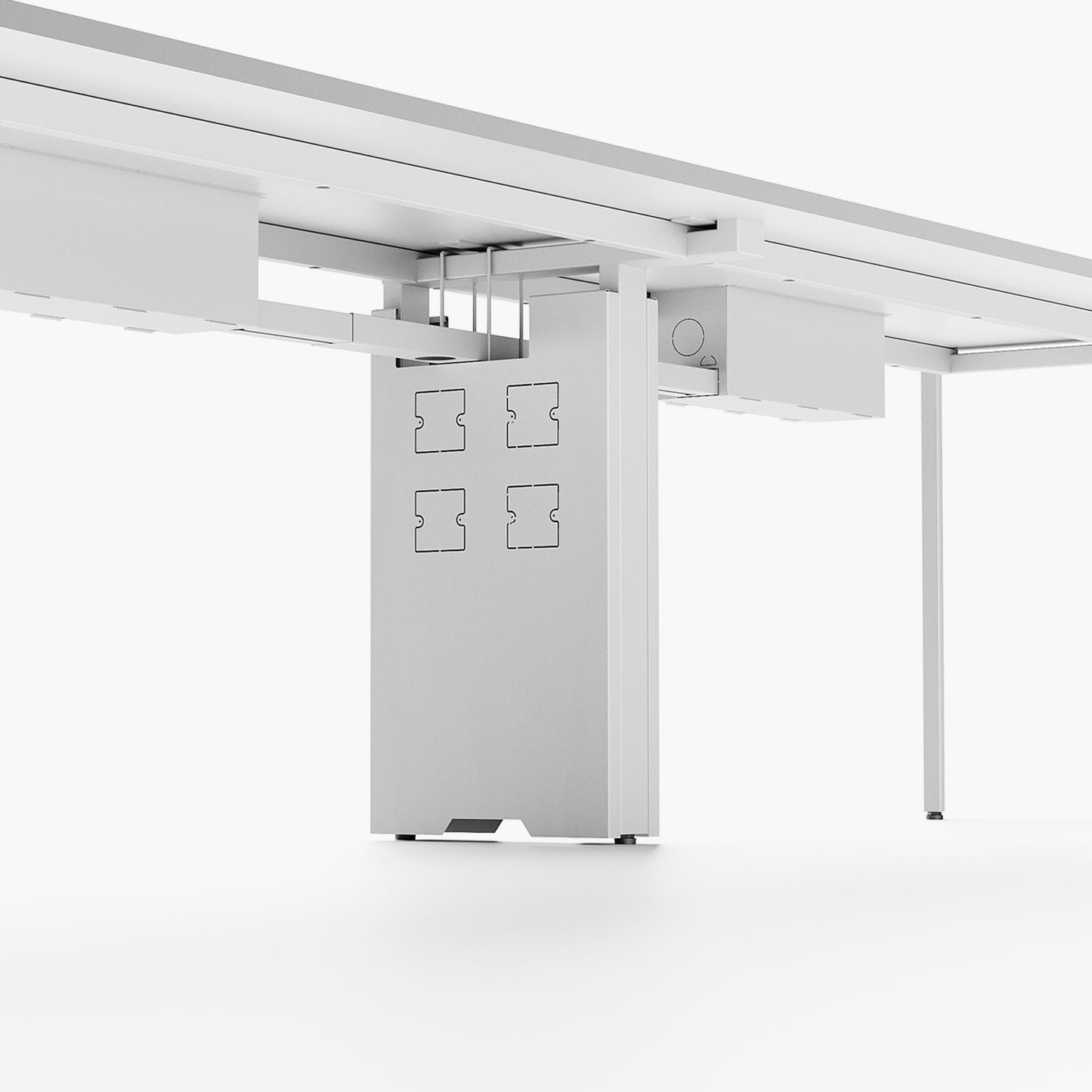 Escritorio Space con pasacables 120 Bench Lineal Blanco/Blanco 3 pers