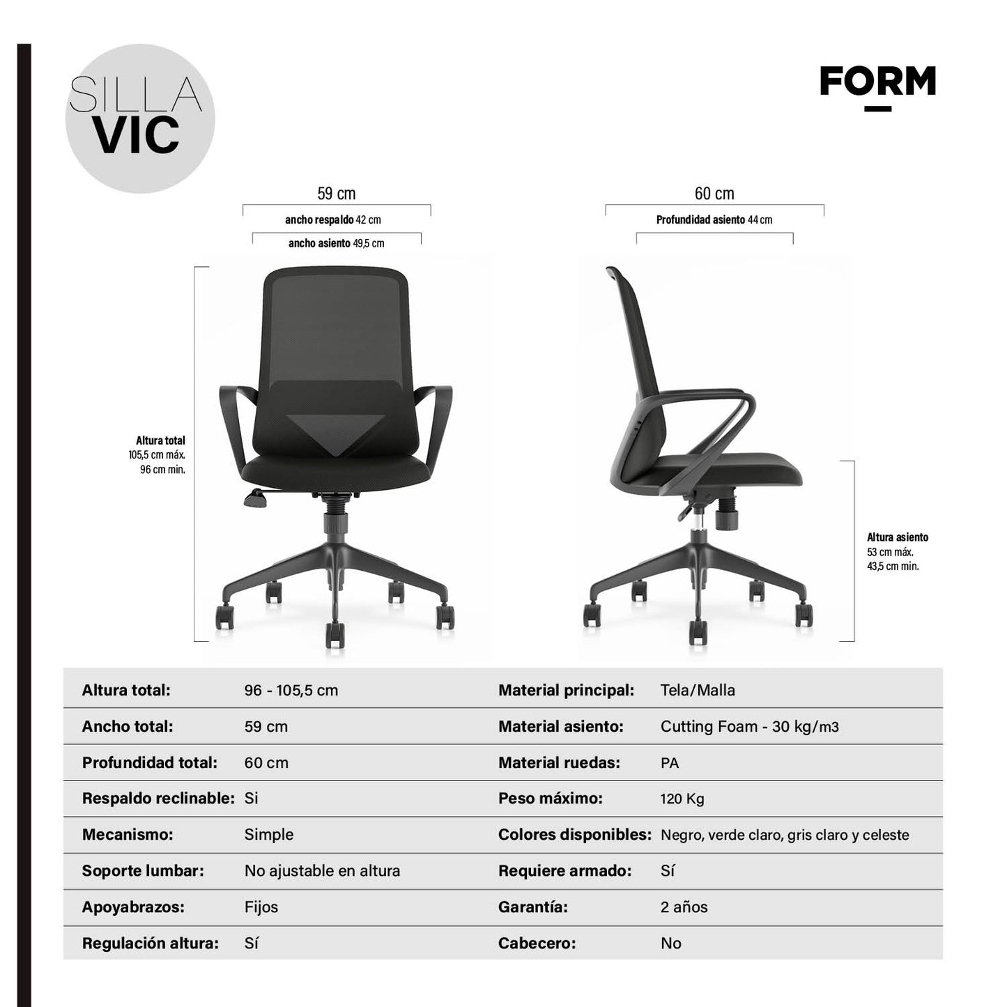 Silla Ejecutiva Oficina Vic Negro - Vontak - Sillas Operativas
