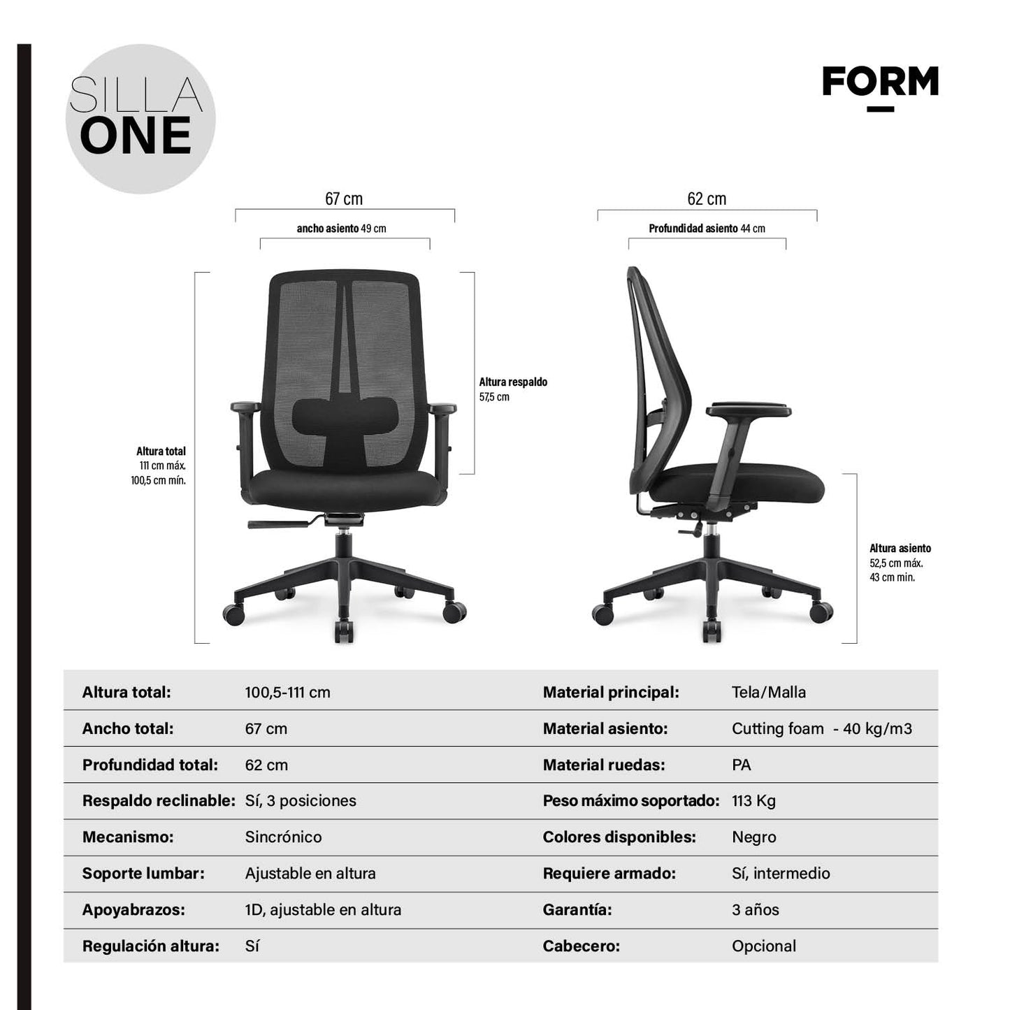 Silla Oficina One Negro