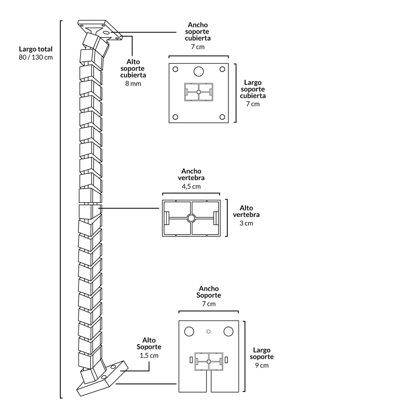 Pasacables Vertebra 80 Blanco