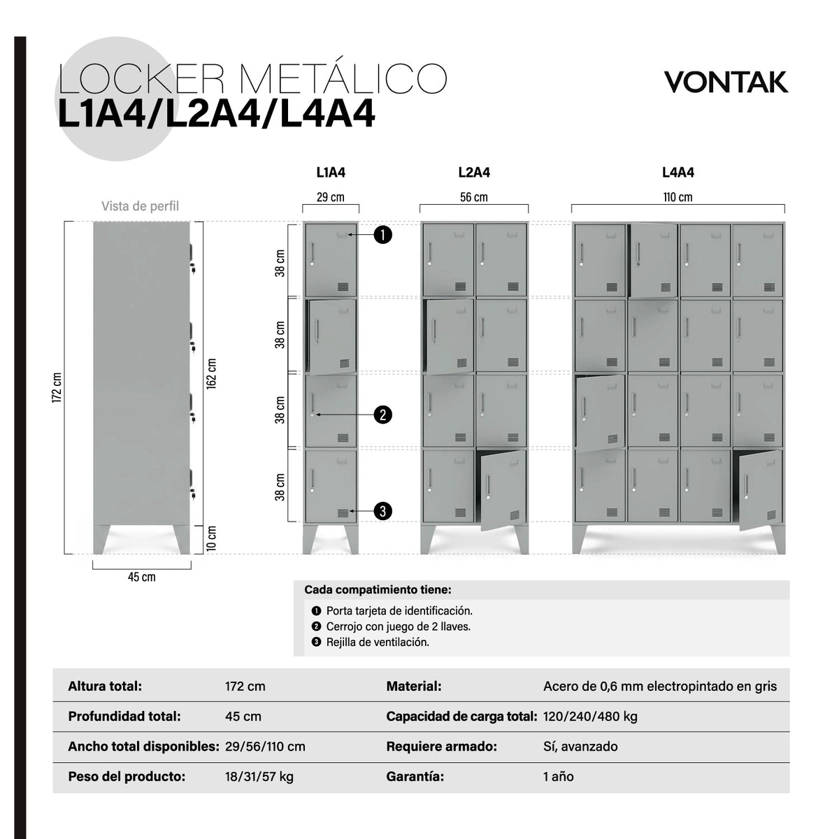 Locker metálico L2A4