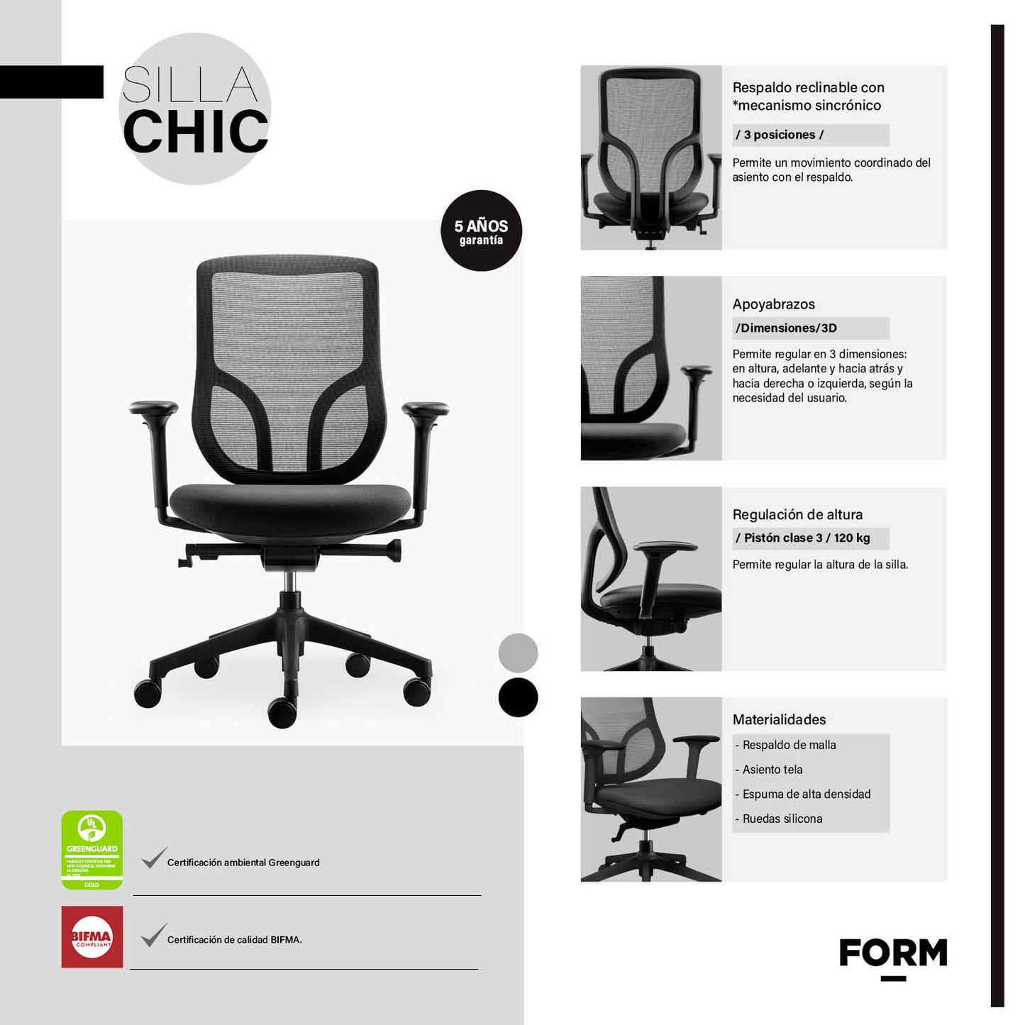 Silla oficina Chic Negro