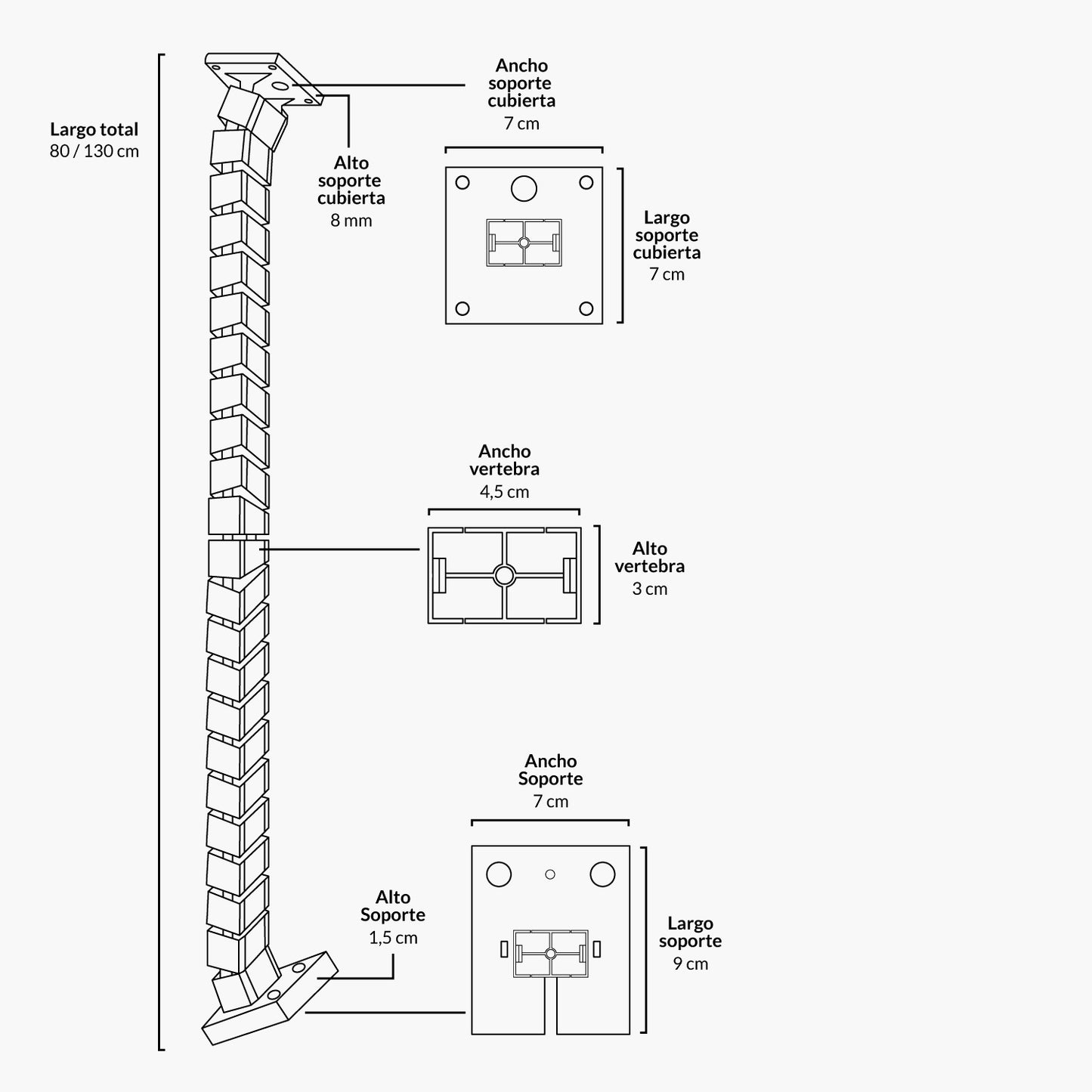 Pasacables Vertebra 130 Blanco