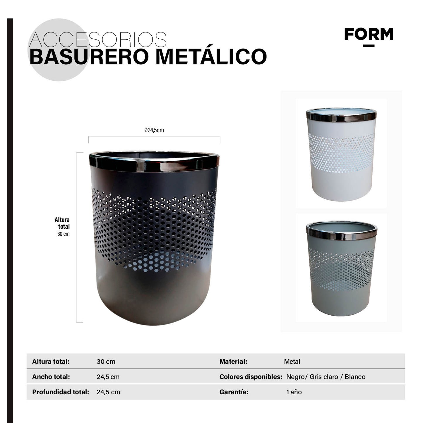 Basurero Metálico Negro