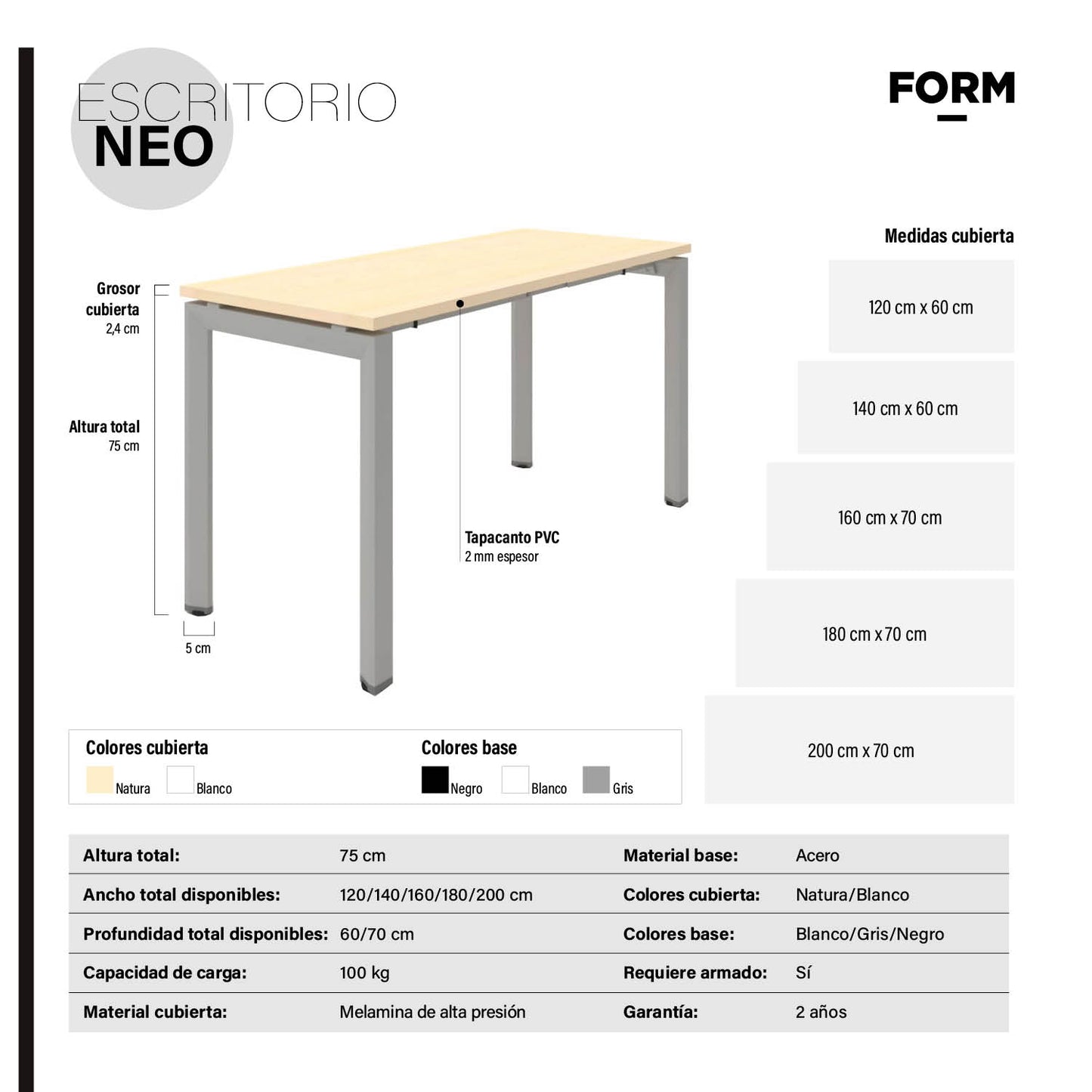 Escritorio Neo 180x70