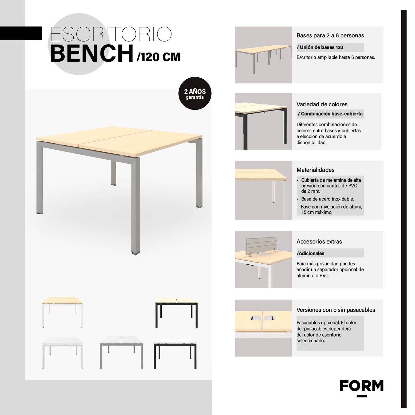 Escritorio Neo 120 Bench 4 pers