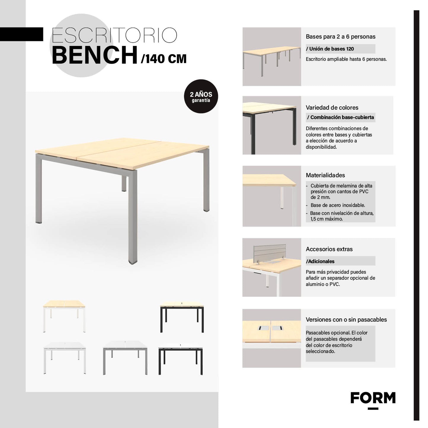 Escritorio Neo 140 Bench 4 pers