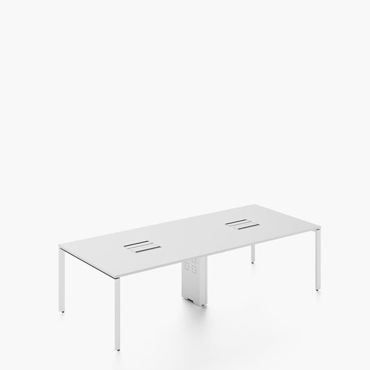 Escritorio Space con pasacables 120 Bench Blanco/Blanco 4 pers