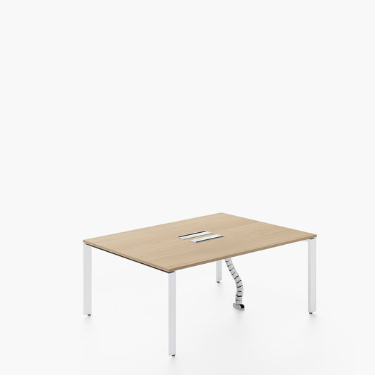 Escritorio Space con pasacables 140 Bench Natura/Blanco 2 pers