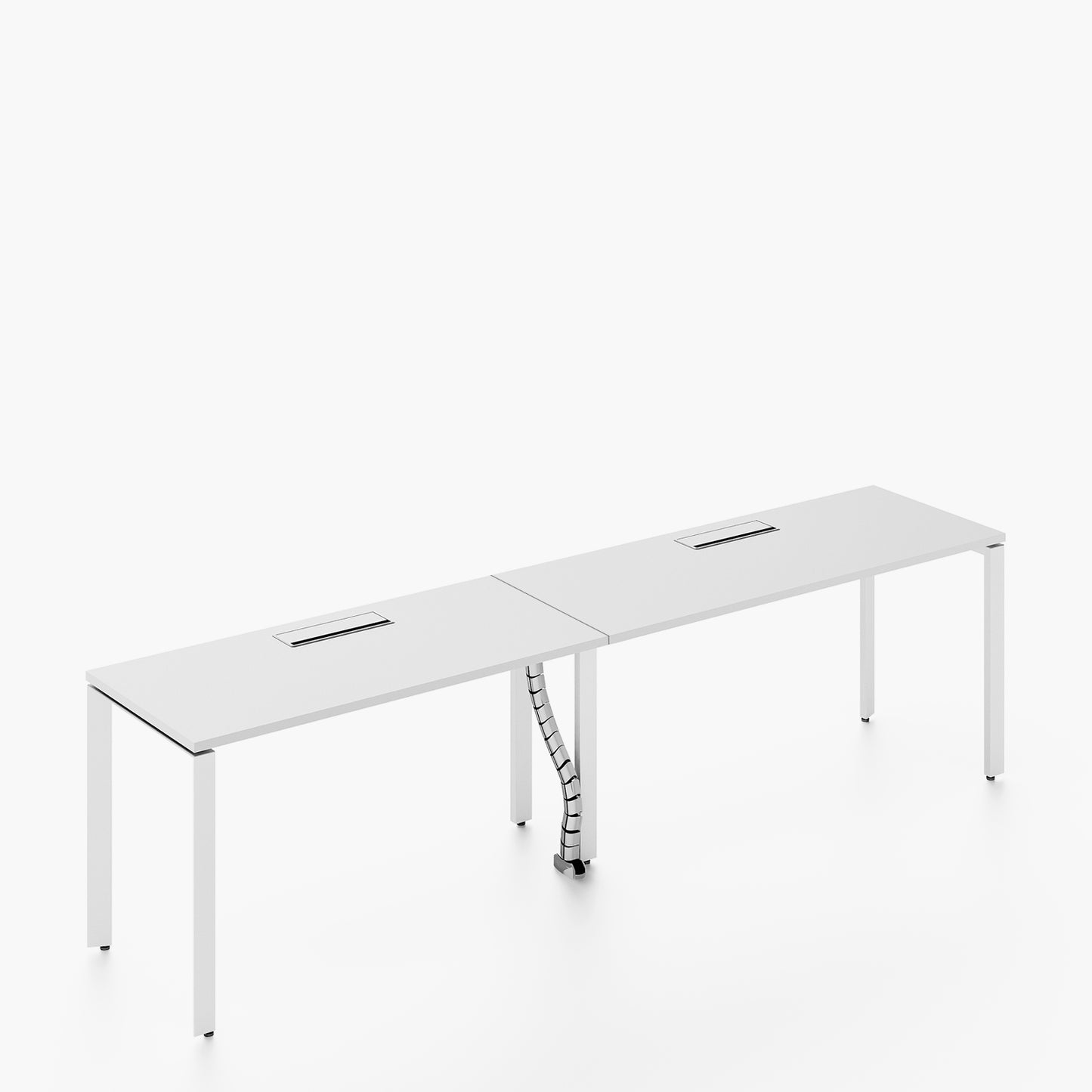 Escritorio Space con pasacables 120 Bench Lineal Blanco/Blanco 2 pers