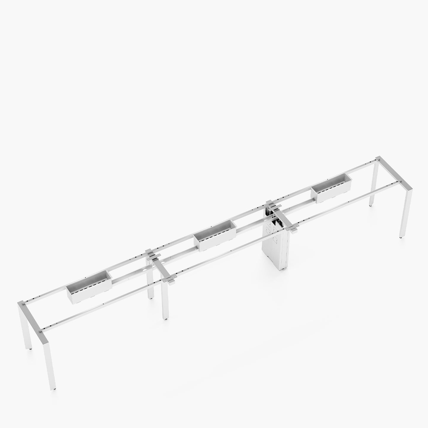 Escritorio Space con pasacables 120 Bench Lineal Blanco/Blanco 3 pers