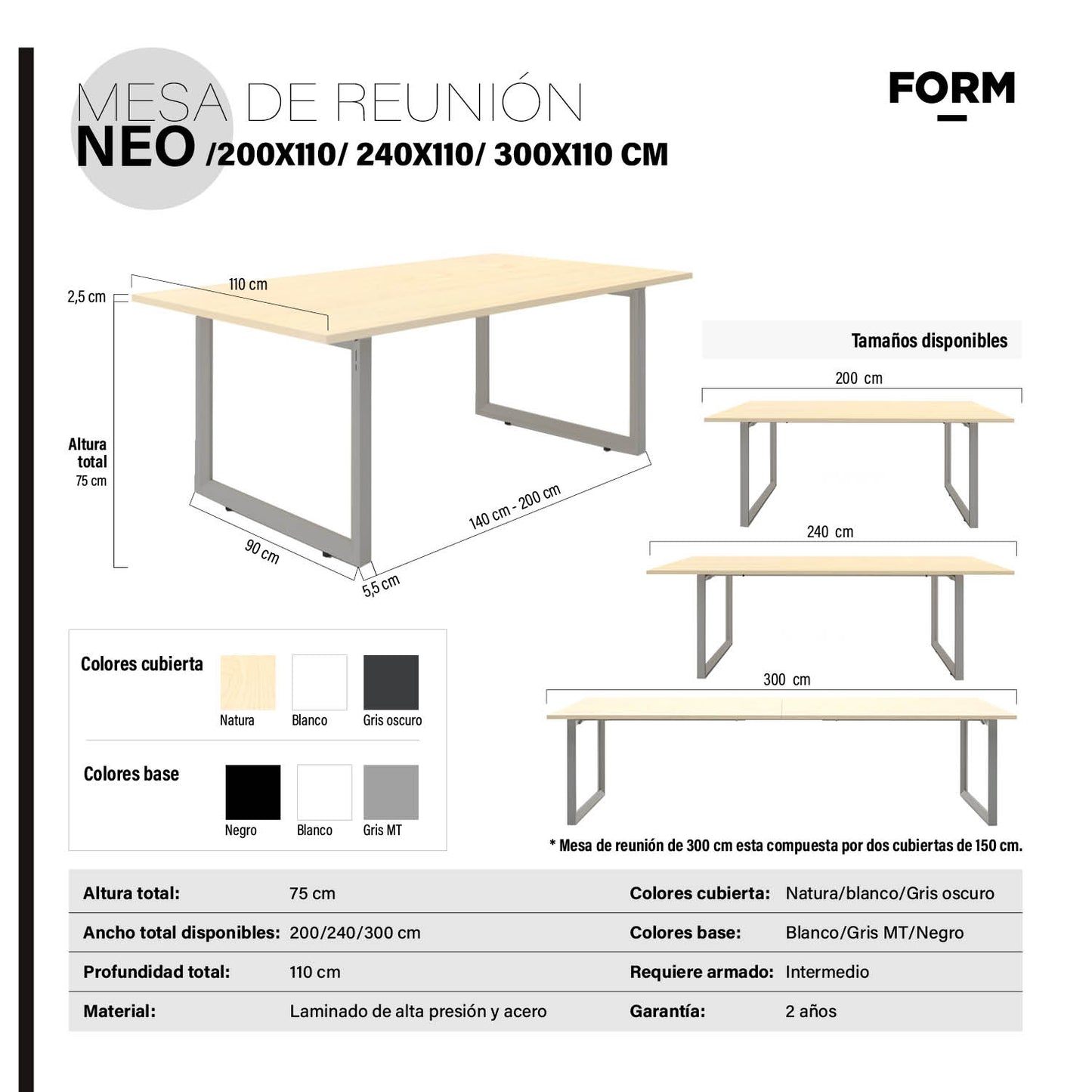 Mesa de Reunión Neo 240x110