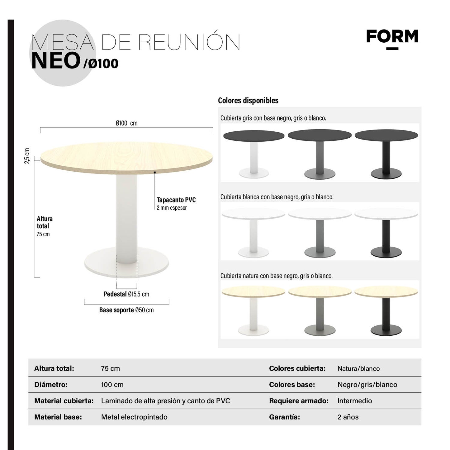 Mesa de Reunión Neo 100 Blanco