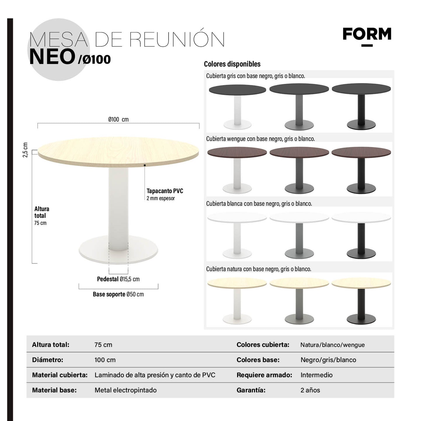 Mesa de Reunión Neo 100 Blanco