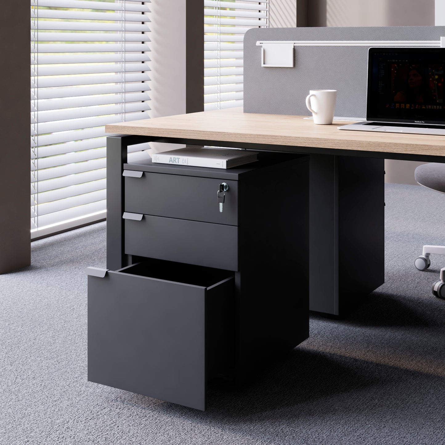 Cajonera Melamina Space BBF Negro - Vontak - Cajoneras Oficinas