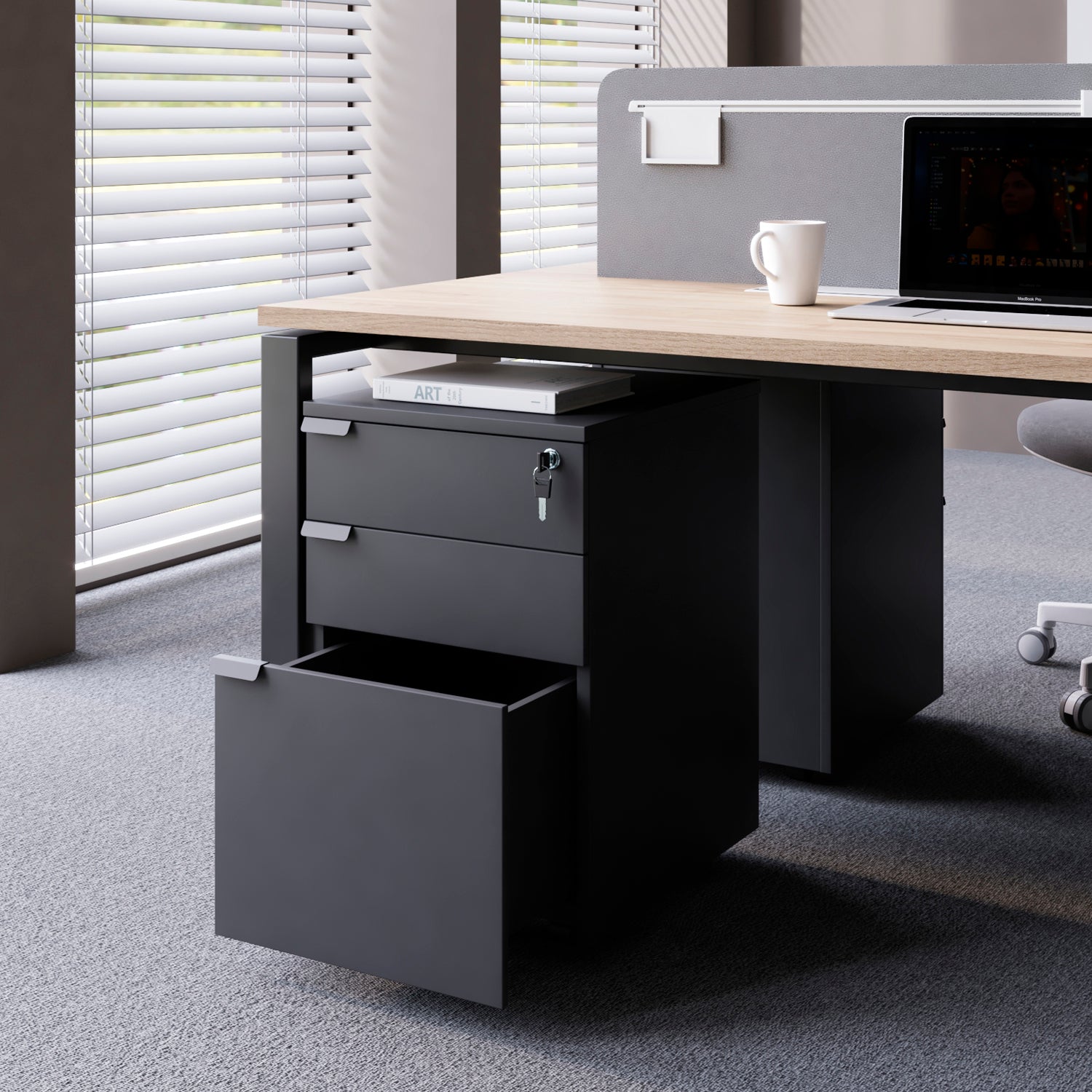 Cajonera Melamina Space BBF Negro - Vontak - Cajoneras Oficinas