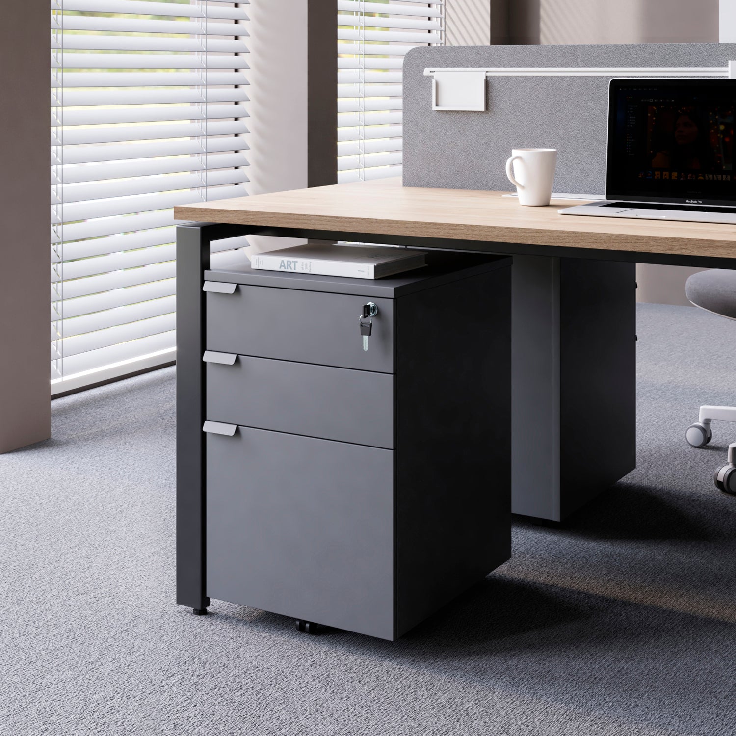 Cajonera Melamina Space BBF Gris - Vontak - Cajoneras Oficinas