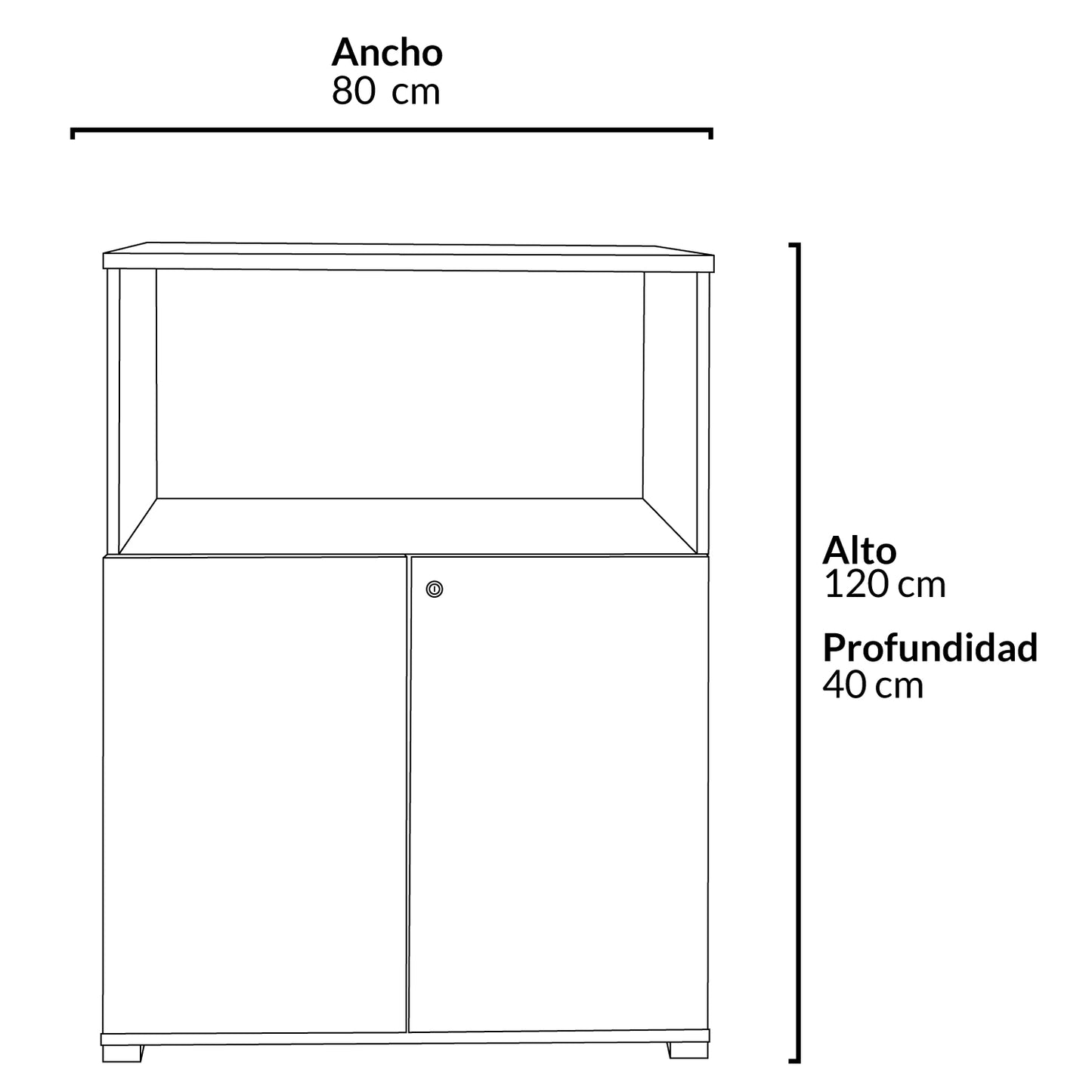 Gabinete Medio con Librero 2 Puertas