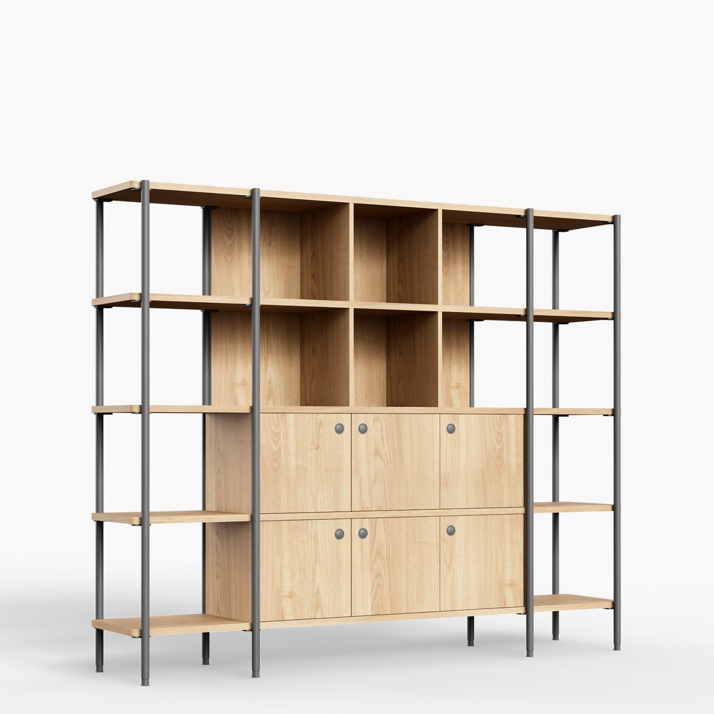 Gabinete Alto Flex Oficina 220x46x180 Natura/Gris