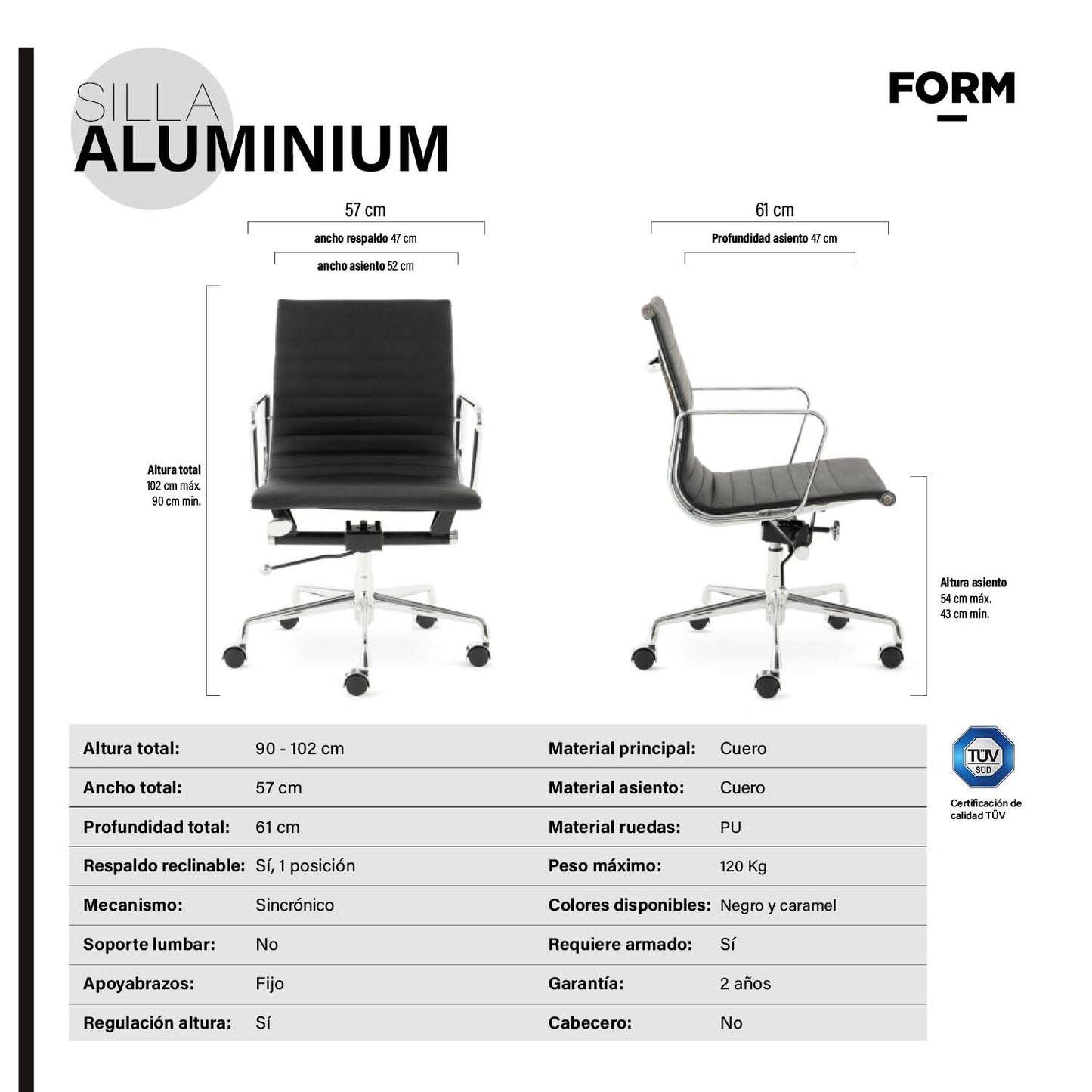 Silla Oficina Aluminium