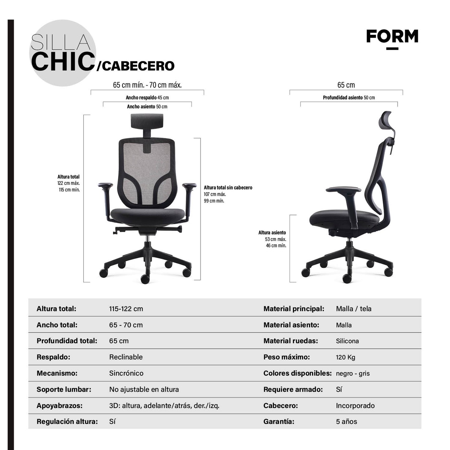 Silla Oficina Chic con cabecero Negro - Vontak - Sillas Ejecutivas