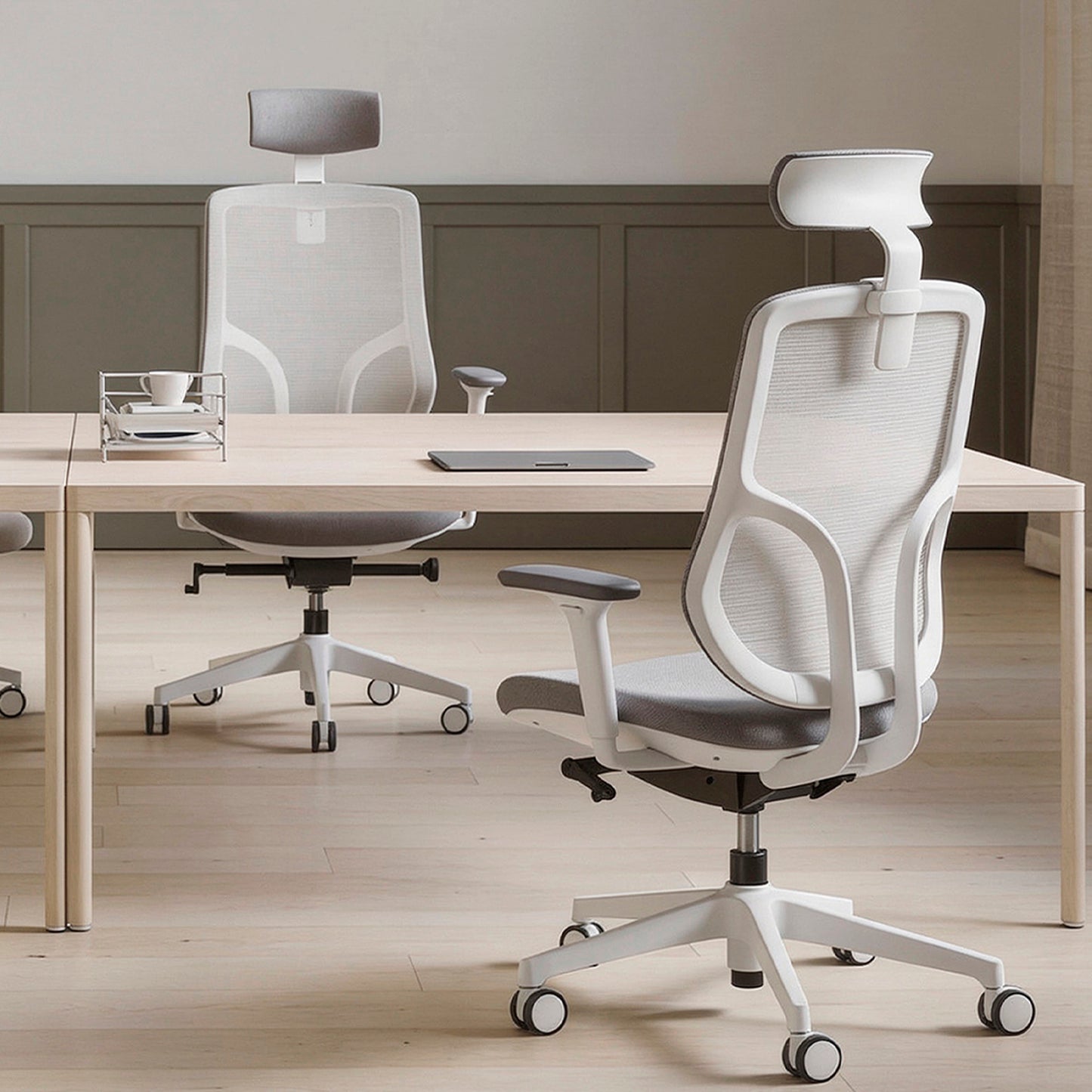 Silla Oficina Chic con cabecero Gris claro
